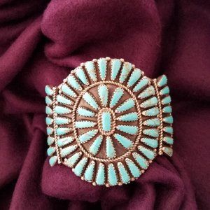 Vintage NavajoTurquoise cluster cuff bracelet